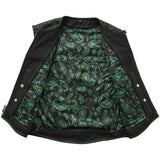 Tactical Emerald Men’s Motorcycle Leather Vest - First Manufacturing Company - Flyclothing LLC