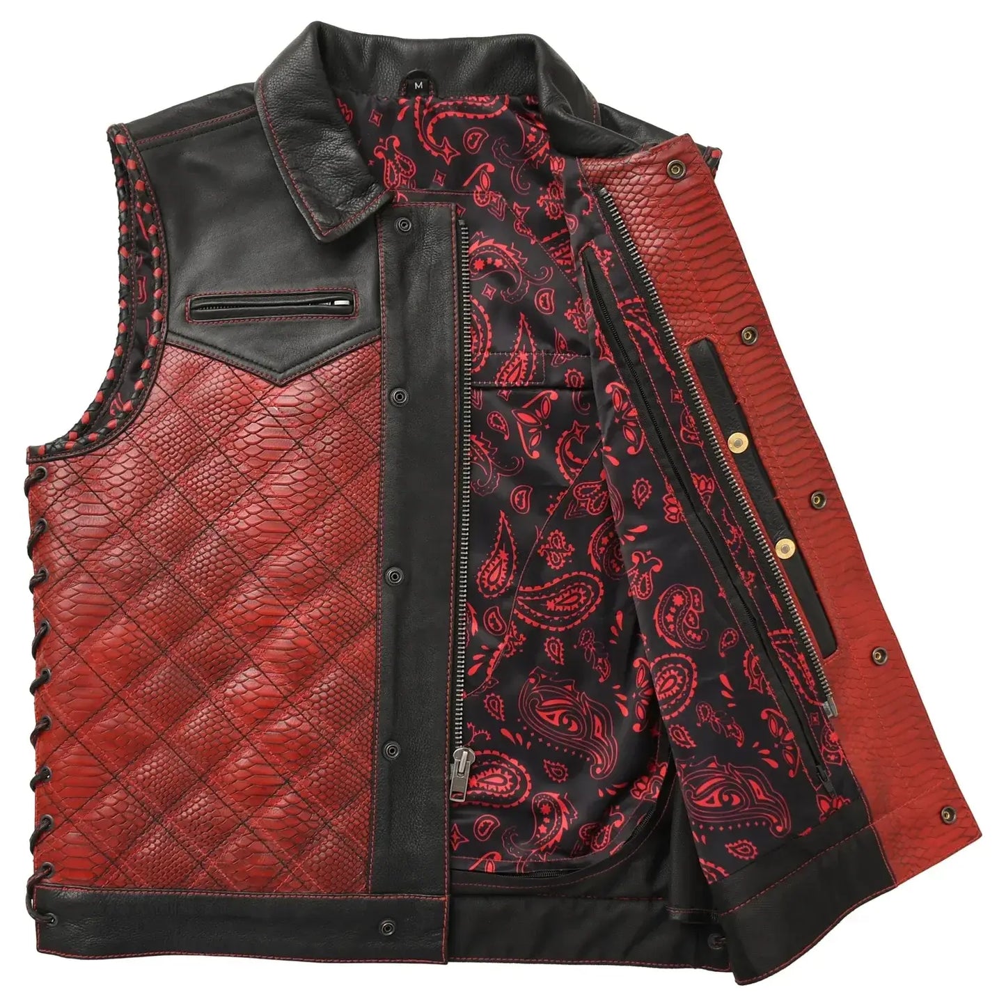Kingsnake Men’s Motorcycle Leather Vest - First Manufacturing Company - Flyclothing LLC