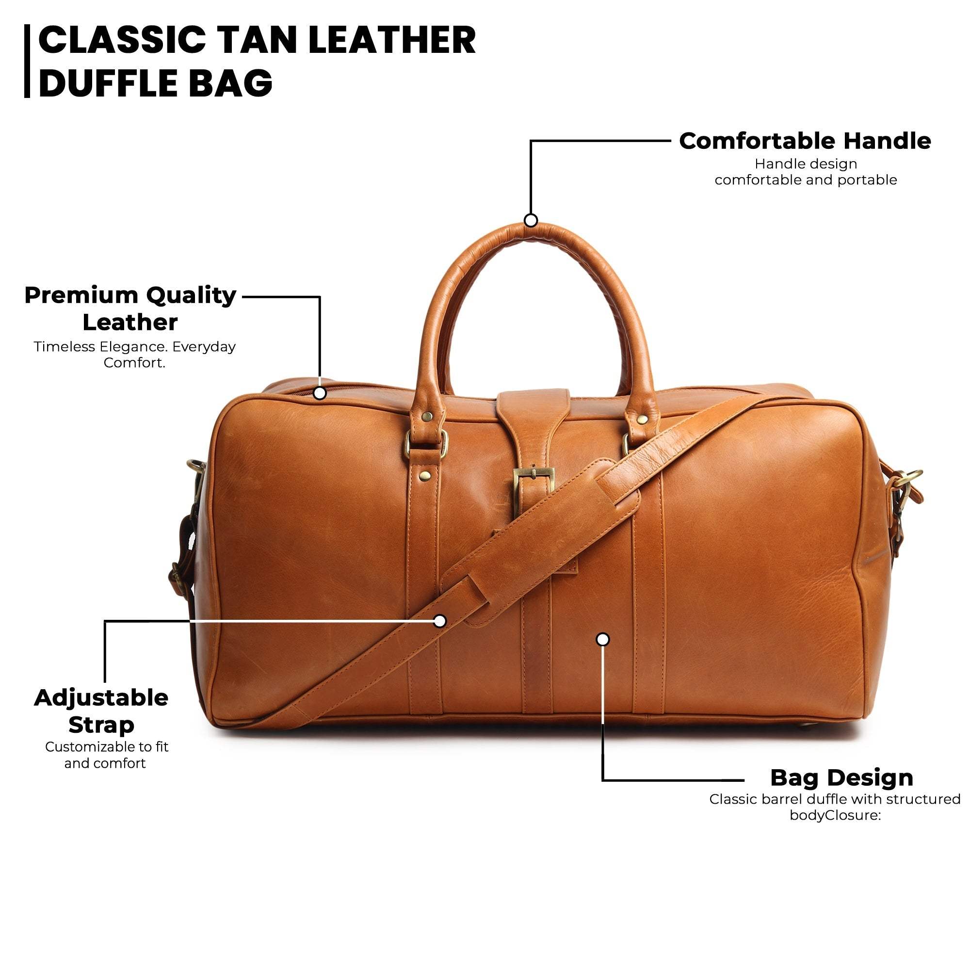Port Blair Leather Duffle Travel Bag - Classy Leather Bags - Flyclothing LLC