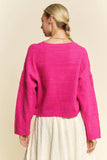 Davi & Dani Diamond Cable Pattern Drop Shoulder Sweater - Trendsi - Flyclothing LLC