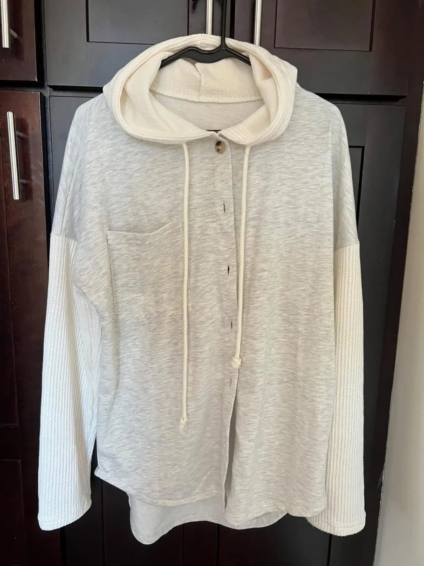 Drawstring Button Front Hoodie - Trendsi - Flyclothing LLC