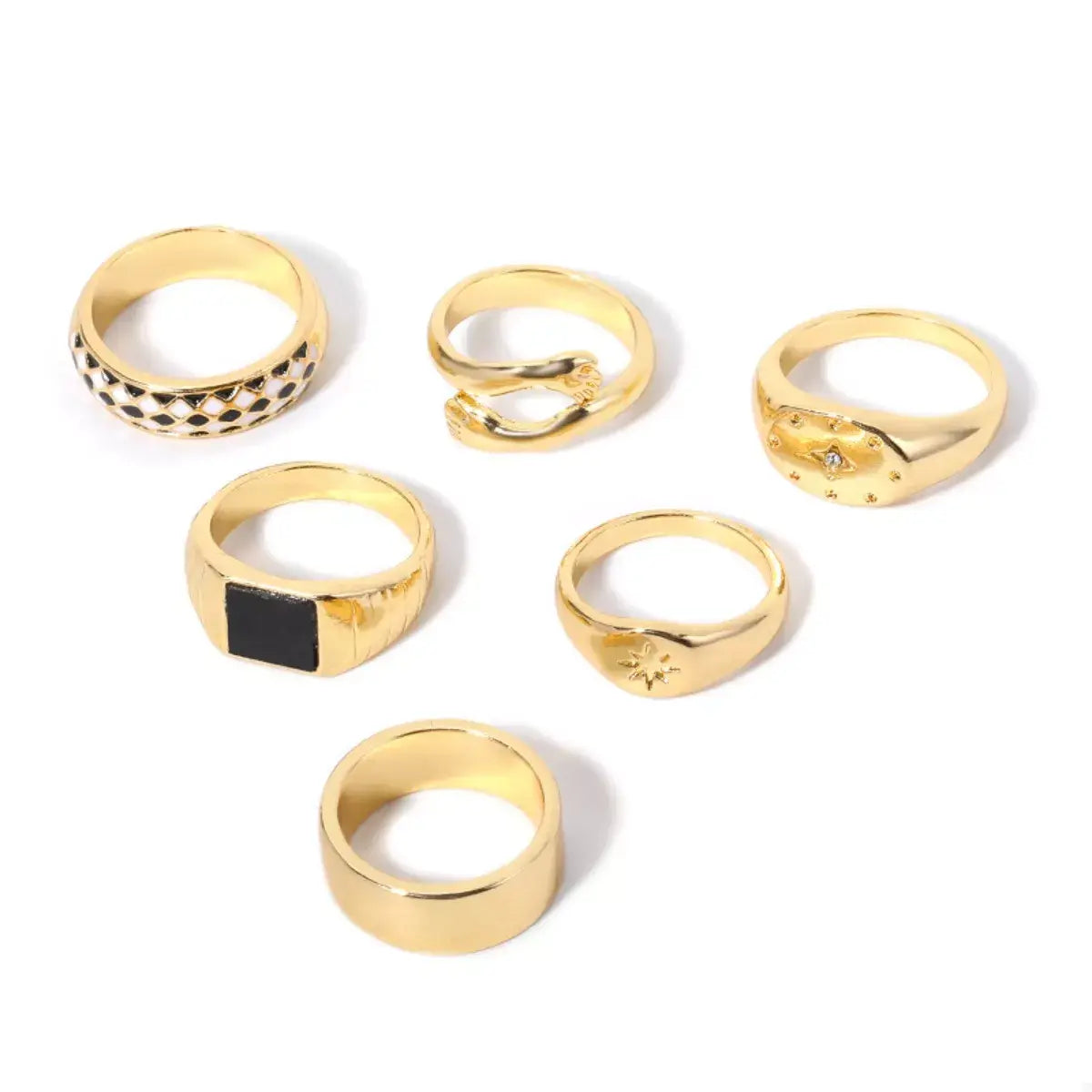 6 Piece 18K Gold-Plated Ring - Trendsi - Flyclothing LLC