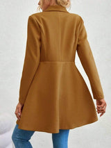 Collared Neck Button Up Long Sleeve Coat - Trendsi - Flyclothing LLC