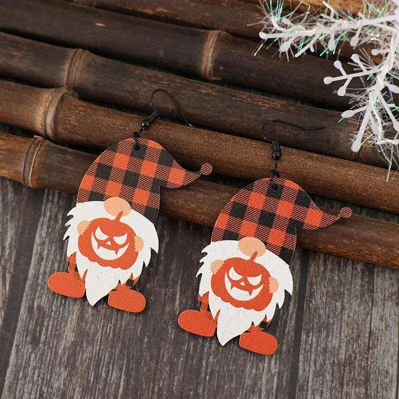 Wooden Dwarfs Pumpkin Dangle Earrings - Trendsi - Flyclothing LLC