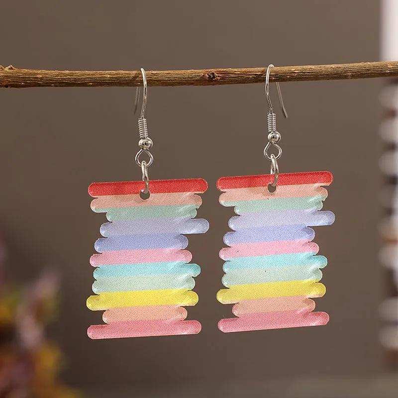 Acrylic Rainbow Dangle Earrings - Trendsi - Flyclothing LLC