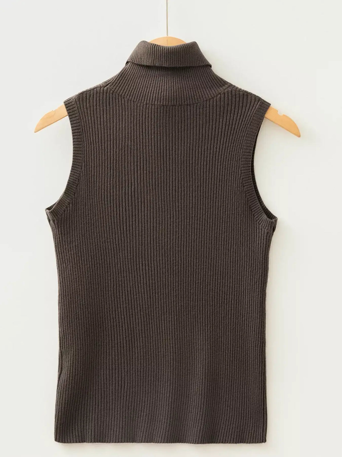 Ribbed Knit High Neck Sleeveless Waist Slim Fit Sweater Vest - Trendsi - Flyclothing LLC