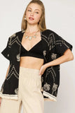 Umgee Open Front Embroidered Fringe Kimono - Trendsi