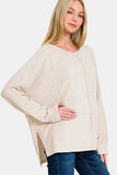 Zenana High-Low Side Slit Round Neck T-Shirt - Trendsi - Flyclothing LLC