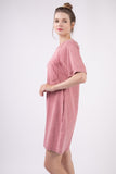 VERY J Washed Round Neck Mini Tee Dress Trendsi
