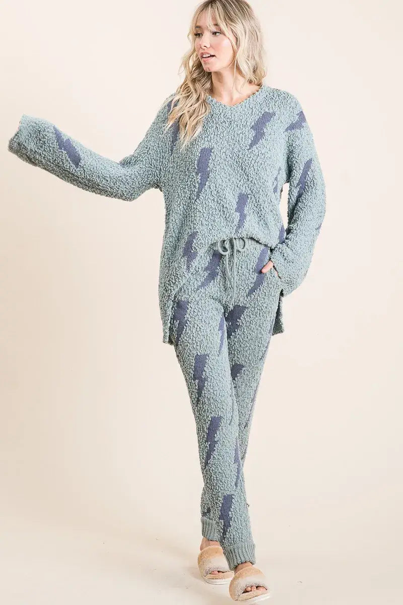 BiBi Cozy Soft Hairy Popcorn Sweater Pants - Trendsi - Flyclothing LLC