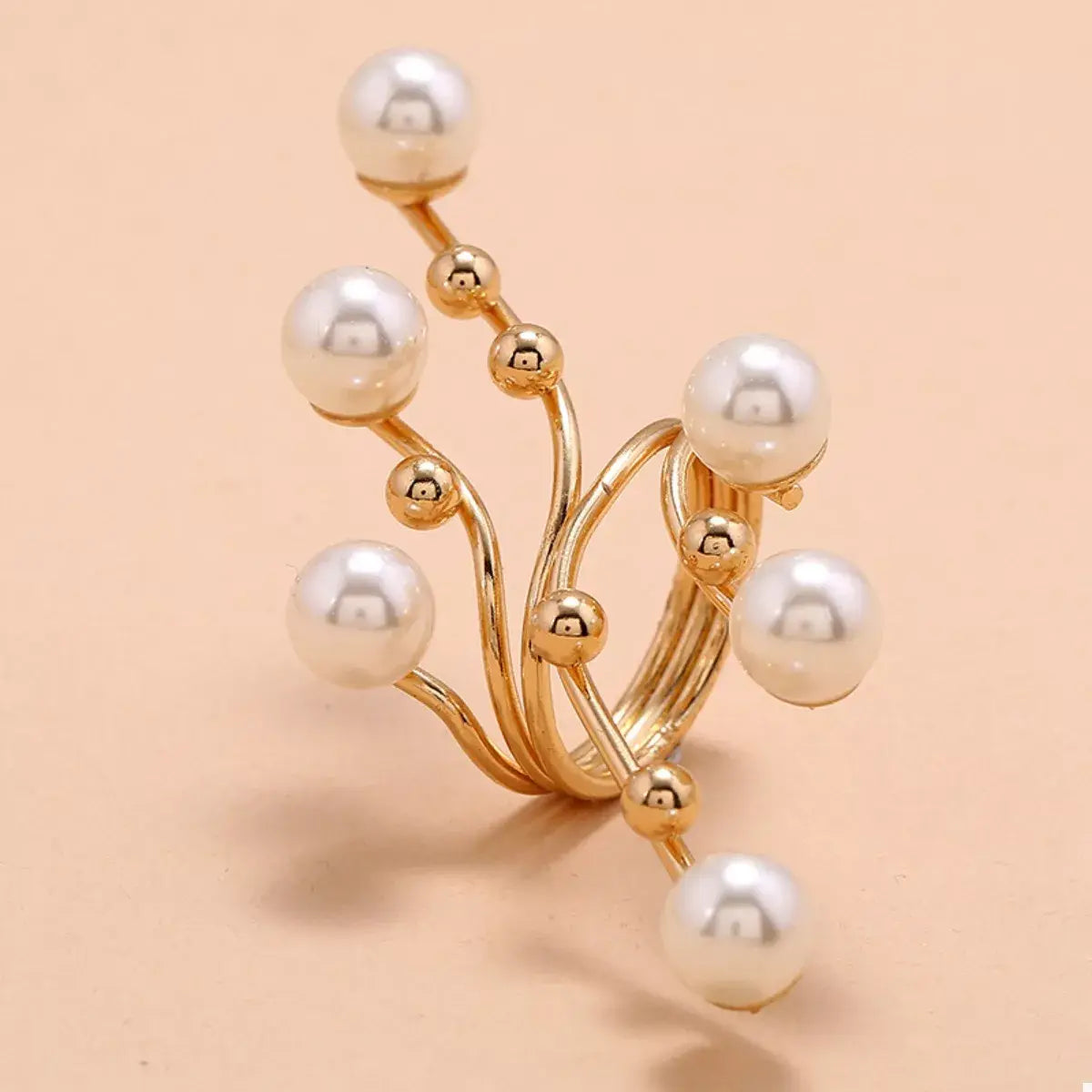Alloy Pearl Bypass Ring - Trendsi - Flyclothing LLC