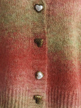 Gradient Heart Shape Button V-Neck Cardigan - Trendsi - Flyclothing LLC