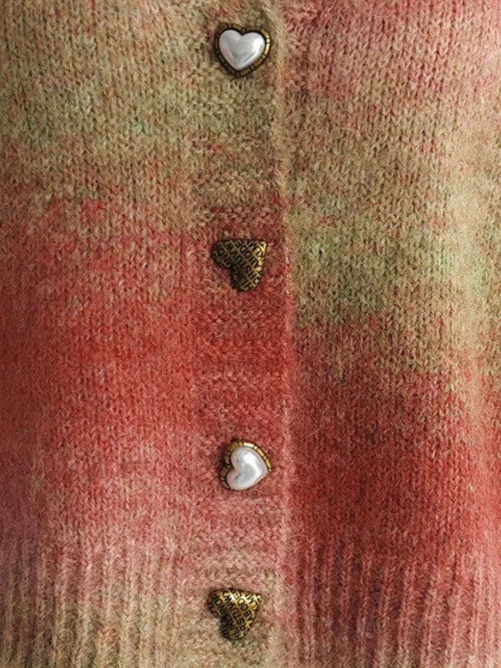 Gradient Heart Shape Button V-Neck Cardigan - Trendsi - Flyclothing LLC