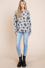 BOMBOM Leopard Drop Shoulder T-Shirt - Trendsi - Flyclothing LLC