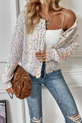 Confetti Button Up Long Sleeve Cardigan - Trendsi - Flyclothing LLC