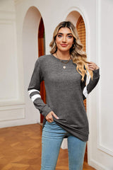 Round Neck Long Sleeve Top - Trendsi - Flyclothing LLC