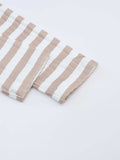 Striped Textured Knit Long Sleeve Tee - Trendsi - Flyclothing LLC