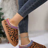 Leopard Print Plush Lined Warm Slip-Ons - Trendsi - Flyclothing LLC