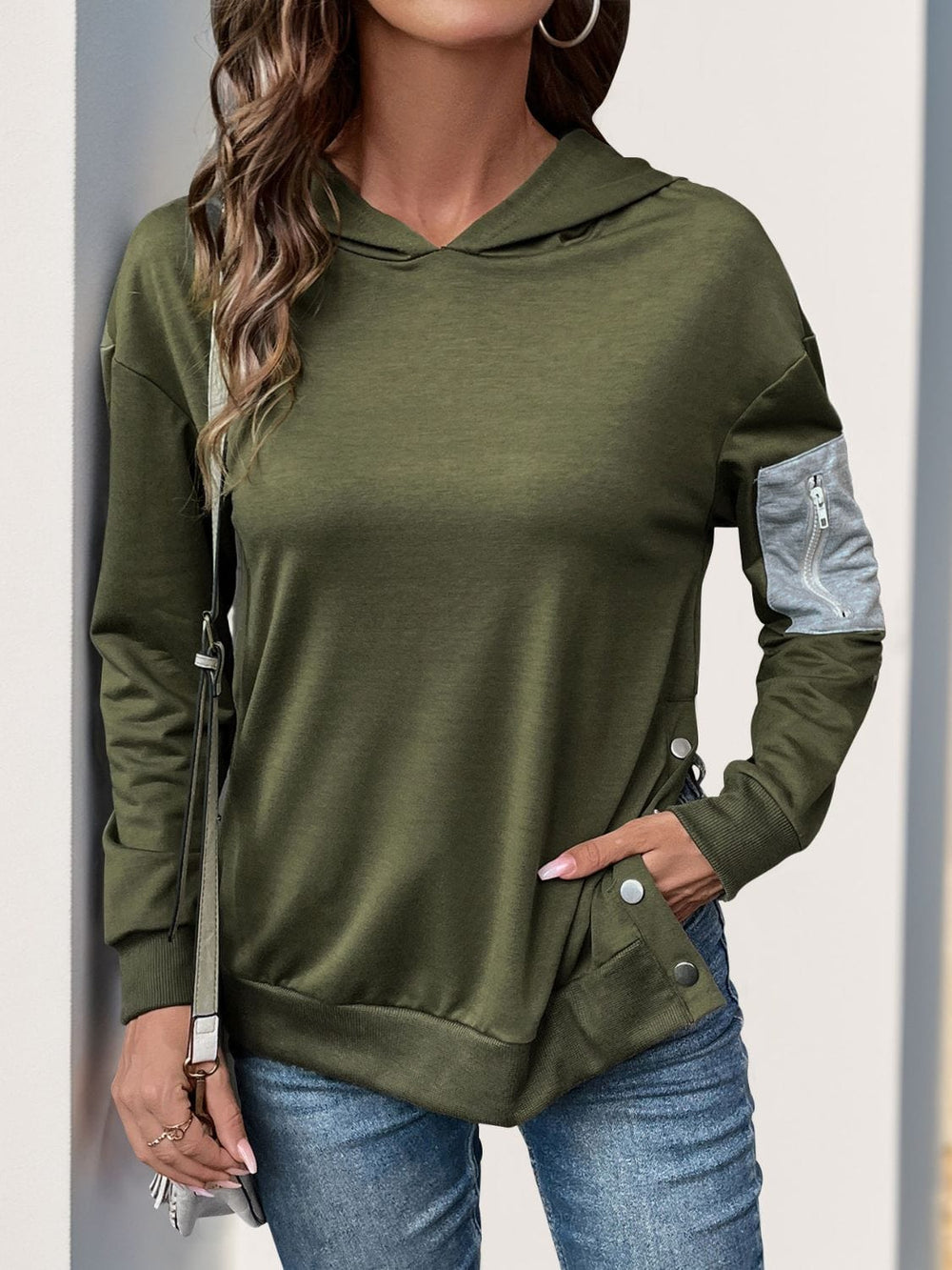 Perfee Dropped Shoulder Long Sleeve Hoodie - Trendsi
