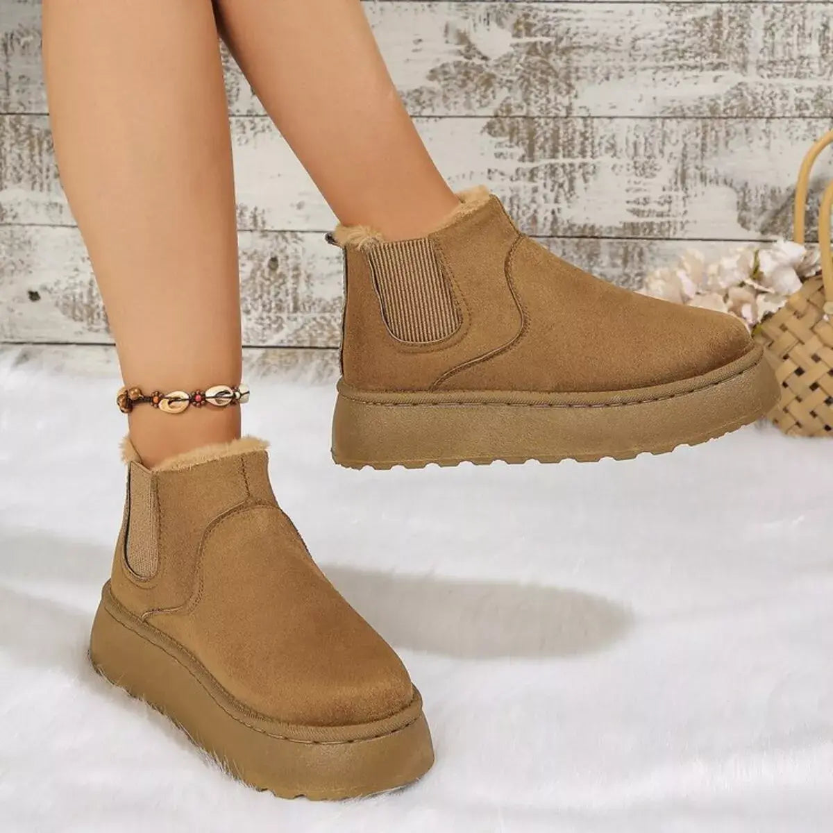 Round Toe Platform Ankle Boots - Trendsi - Flyclothing LLC