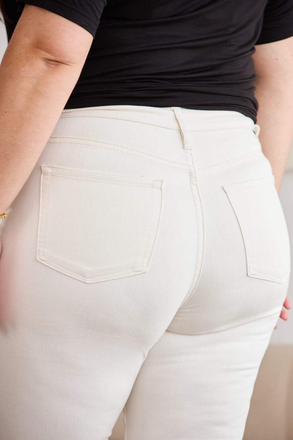 RFM Mini Mia Full Size Tummy Control High Waist Raw Hem Jeans - Trendsi - Flyclothing LLC
