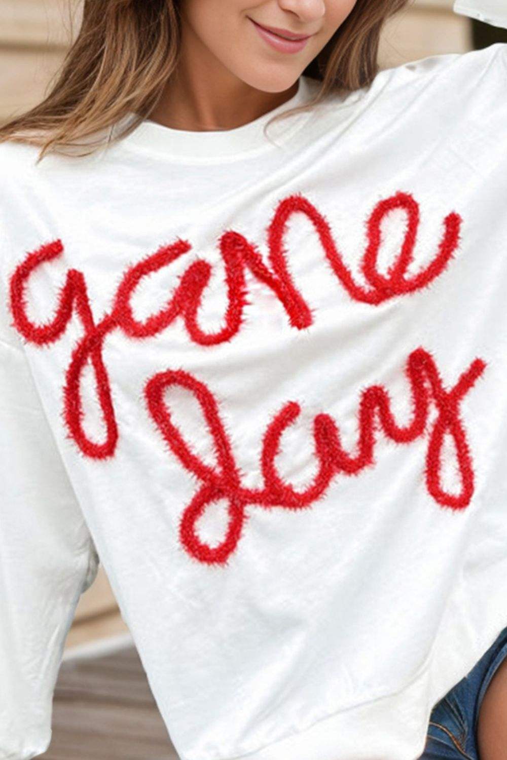 Round Neck Long Sleeve Sweatshirt - Trendsi - Flyclothing LLC