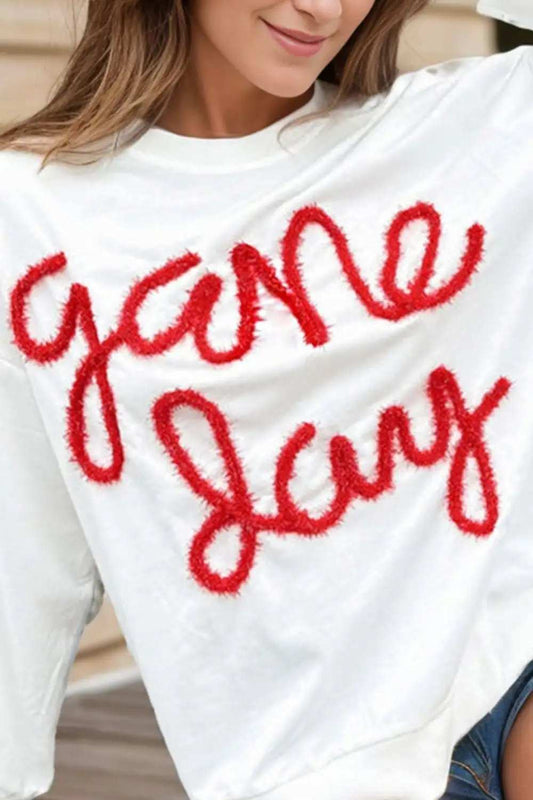 Round Neck Long Sleeve Sweatshirt - Trendsi - Flyclothing LLC