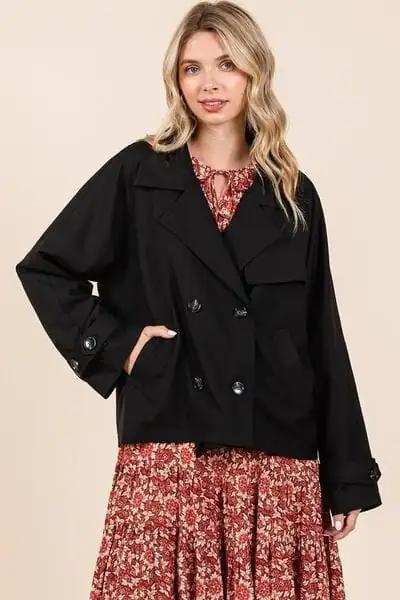 Mittoshop Double Breasted Long Sleeve Trench Coat Jacket - Trendsi - Flyclothing LLC