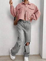 Collared Neck Dropped Shoulder Jacket - Trendsi - Flyclothing LLC