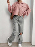 Collared Neck Dropped Shoulder Jacket - Trendsi - Flyclothing LLC