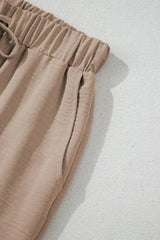 Button Down Vest and Drawstring Wide Leg Pants Set - Trendsi - Flyclothing LLC