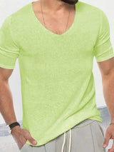 Men's V-Neck Short Sleeve T-Shirt - Trendsi - Flyclothing LLC