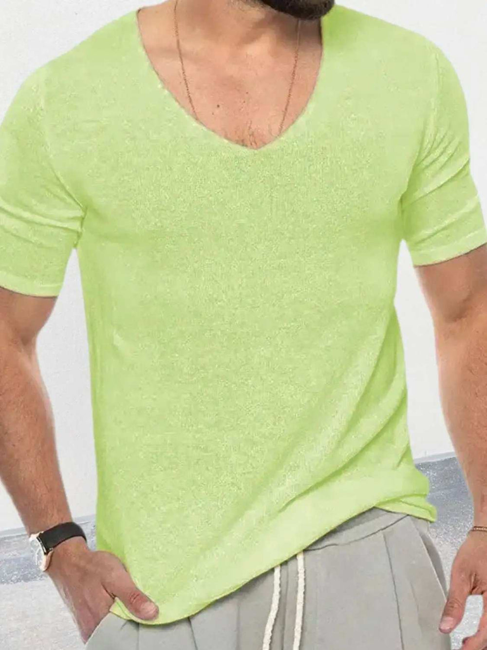 Men's V-Neck Short Sleeve T-Shirt - Trendsi - Flyclothing LLC