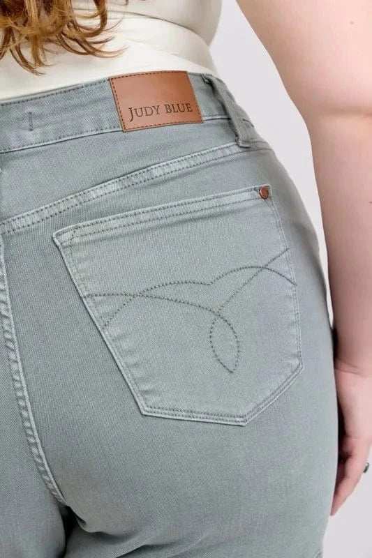 Judy Blue Full Size Hw Garment Dyed & Back Pkt Embroidery Shorts Plus Size - Trendsi - Flyclothing LLC