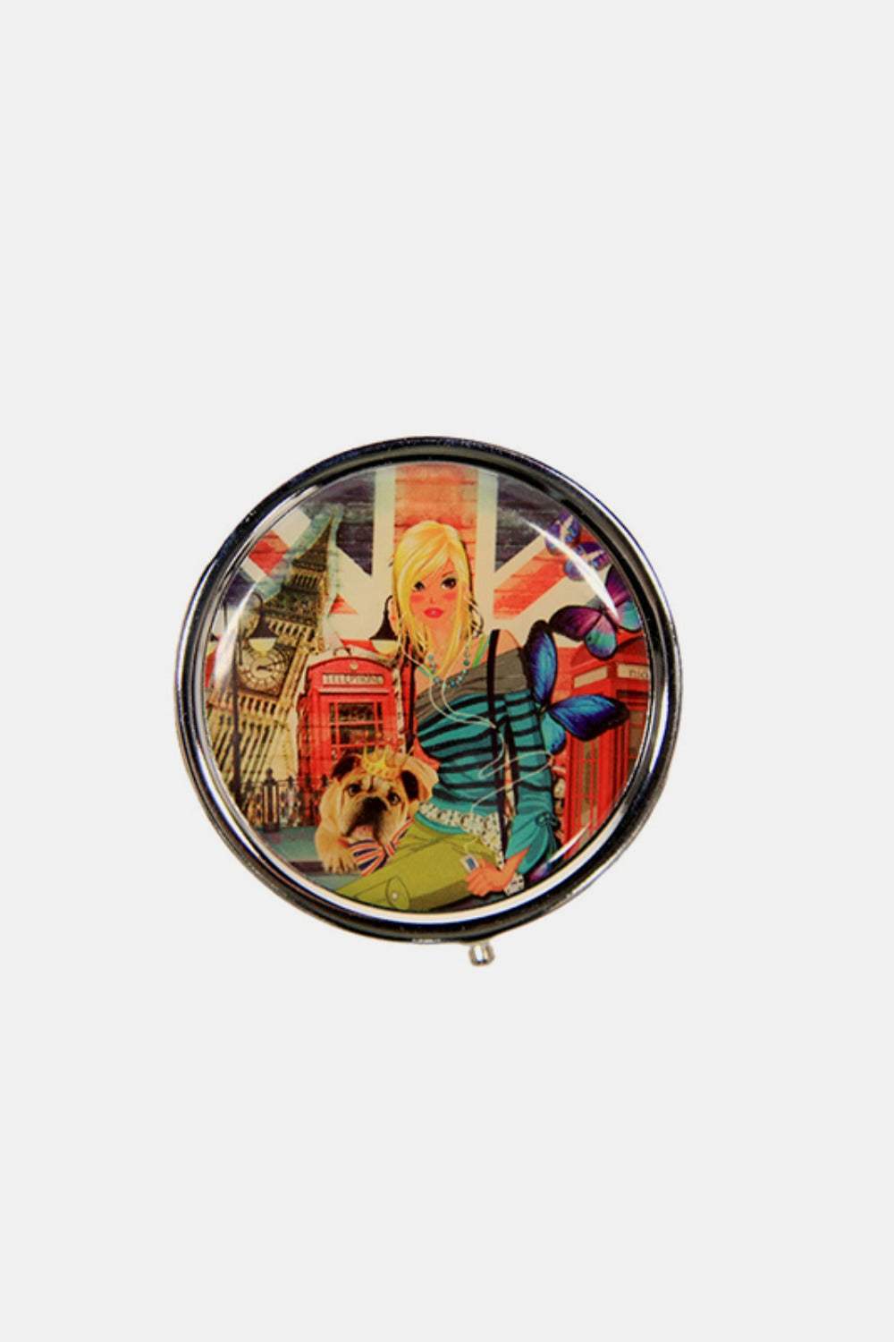 Nicole Lee USA Print Metallic Circular Large Pill Case - Trendsi - Flyclothing LLC