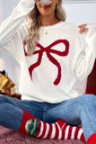 Bow Round Neck Drop Shoulder Sweater - Trendsi - Flyclothing LLC