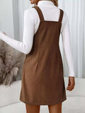 Corduroy Overall Mini Dress with Adjustable Straps - Trendsi - Flyclothing LLC