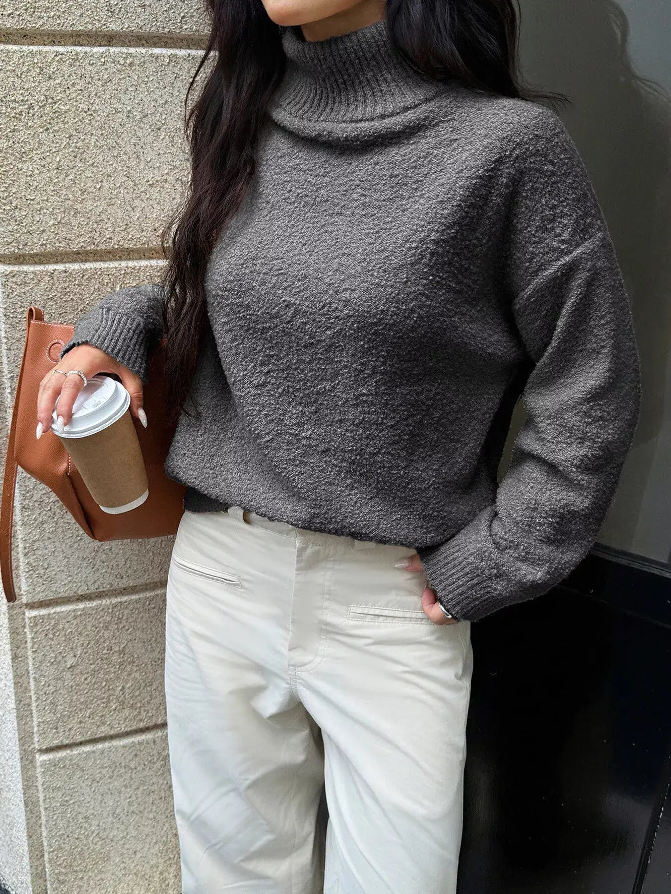 Turtleneck Long Sleeve Sweater - Trendsi - Flyclothing LLC