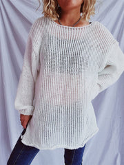 Boat Neck Dropped Shoulder Sweater - Trendsi