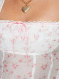 Ruffled Floral Square Neck Cami - Trendsi