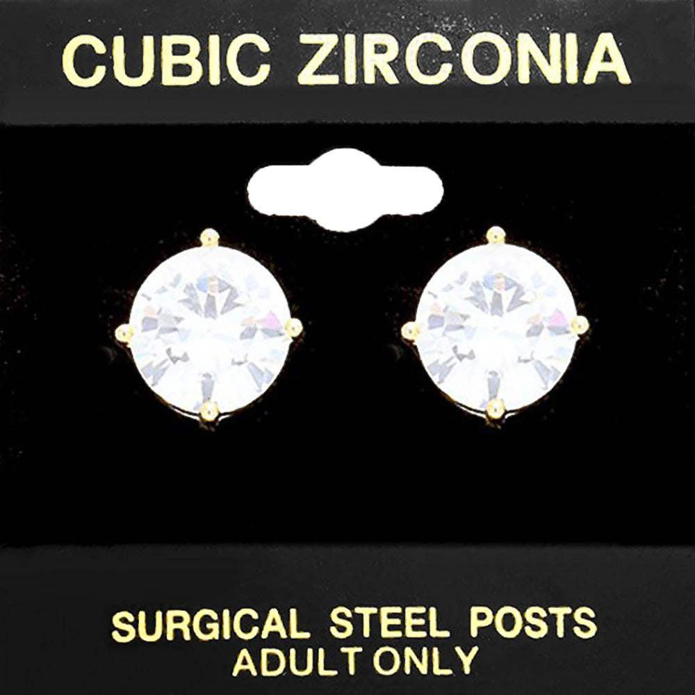 11mm Round CZ Stud Earrings - Madeline Love - Flyclothing LLC