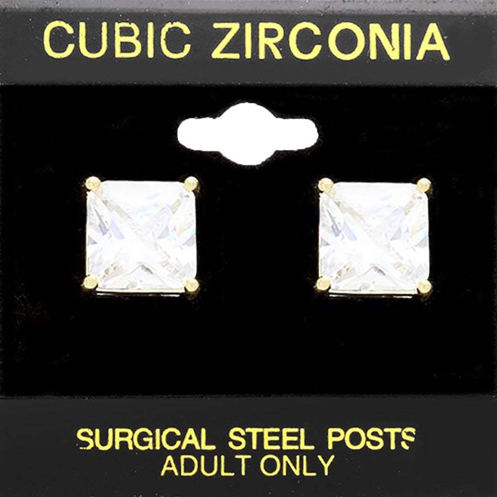11mm Square CZ Stud Earrings - Madeline Love - Flyclothing LLC