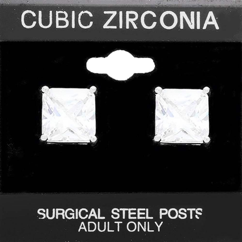 11mm Square CZ Stud Earrings - Madeline Love - Flyclothing LLC