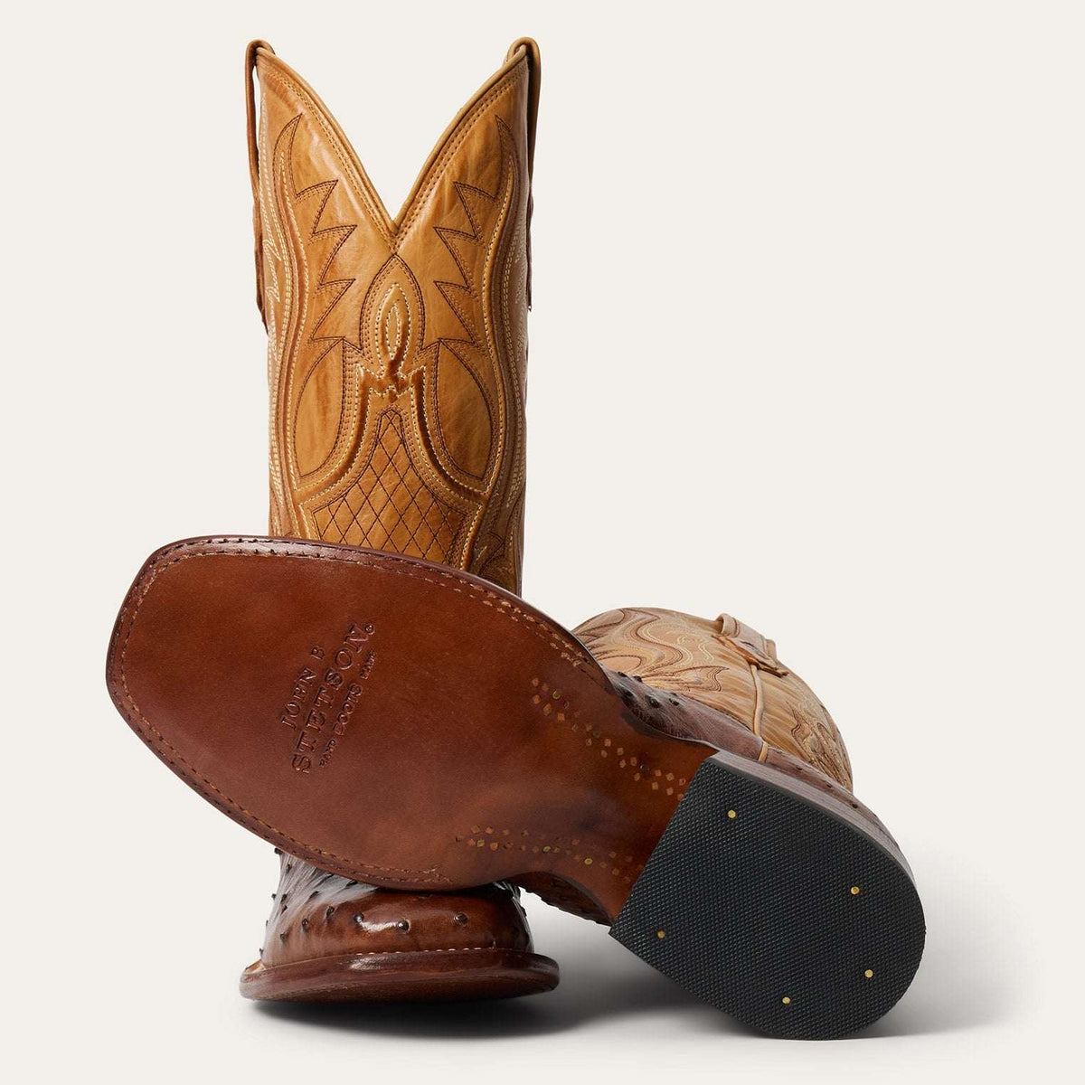 Stetson Ozzy Ostrich Boot Tan/Brown - Stetson - Flyclothing LLC