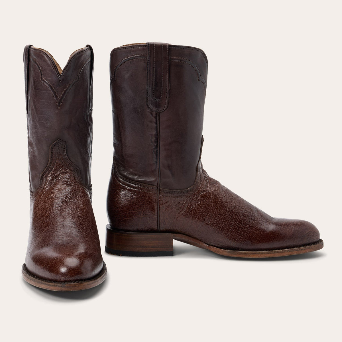 Stetson Clay Smooth Ostrich Roper Boots Tobacco - Tobacco