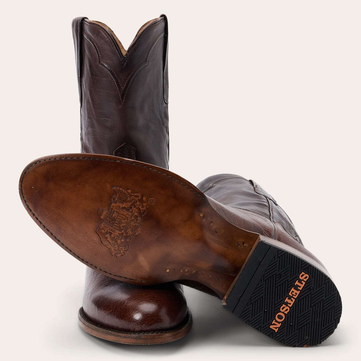 Stetson Clay Smooth Ostrich Roper Boots Tobacco - Tobacco