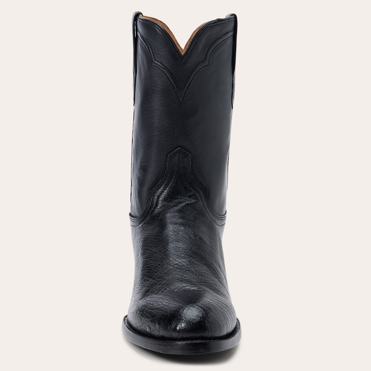 Stetson Clay Smooth Ostrich Roper Boots Black - Black