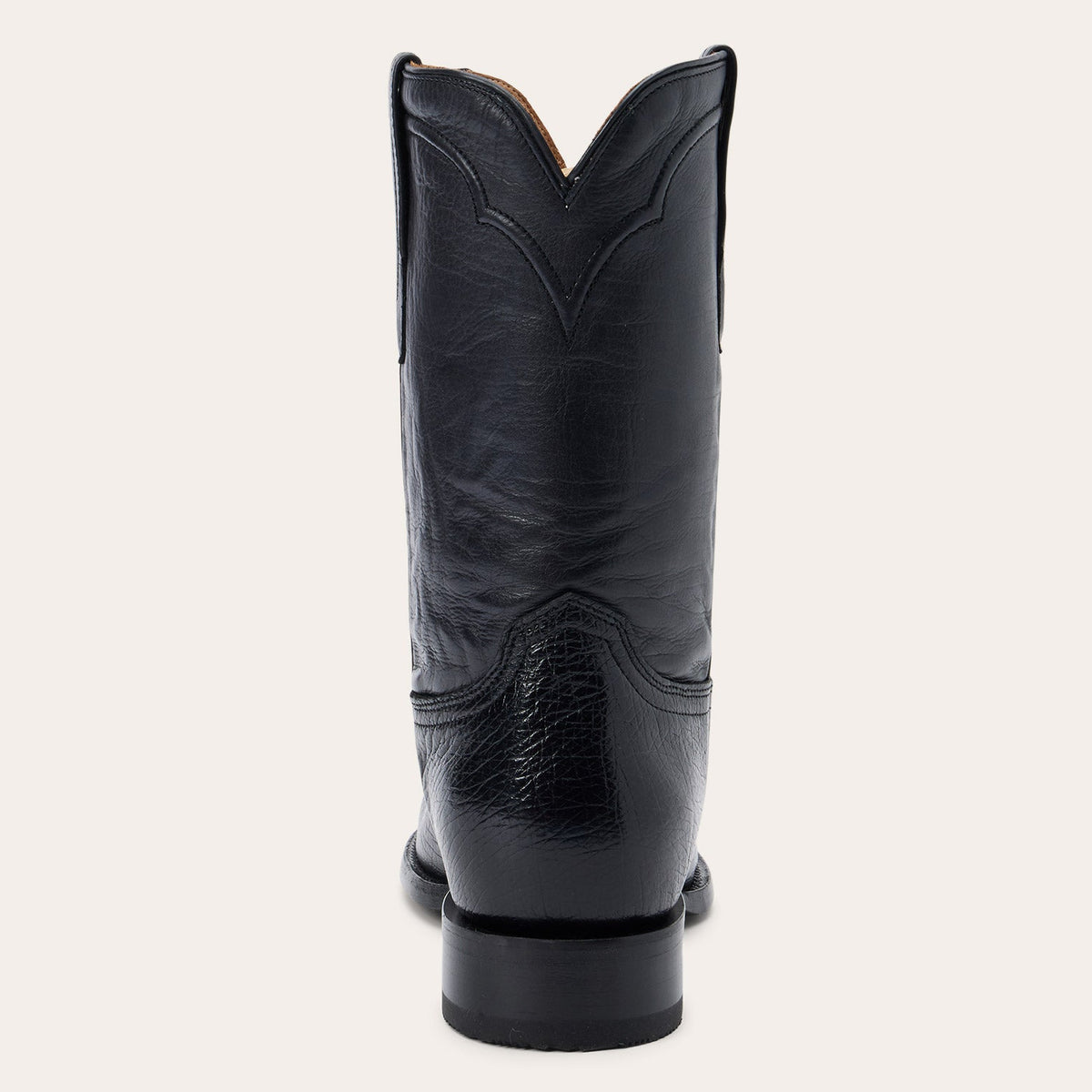 Stetson Clay Smooth Ostrich Roper Boots Black - Black