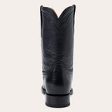 Stetson Clay Smooth Ostrich Roper Boots Black - Black