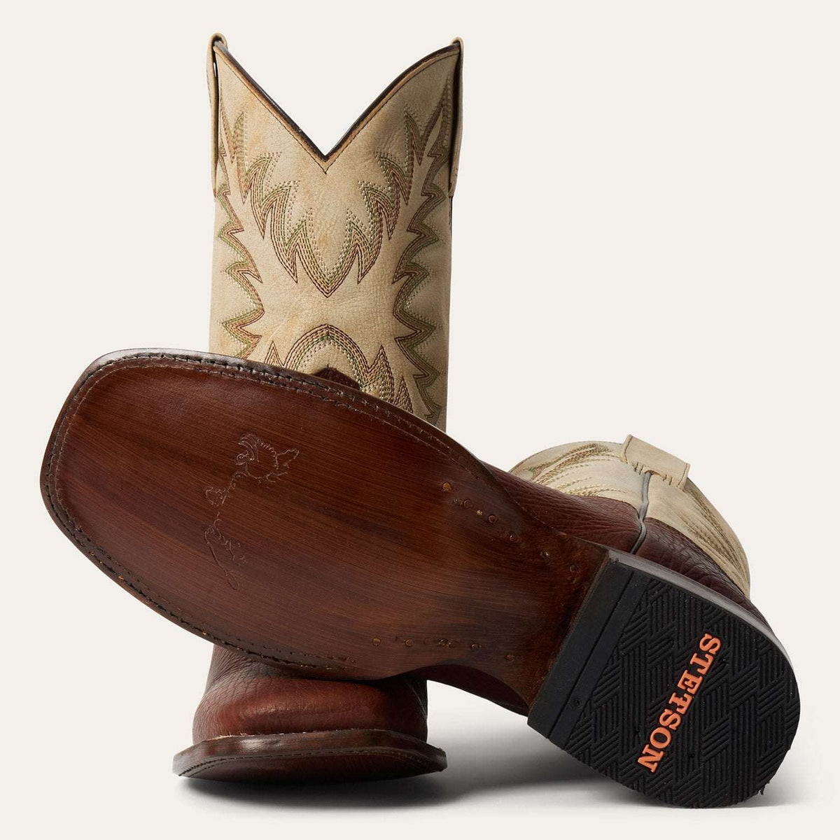 Stetson Cole Bison Boots White/Brown - Stetson - Flyclothing LLC